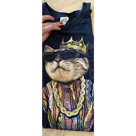 VTG King Cat Biggie Smalls BIG PAW T-Shirt XL Rap HipHop Thrashed Grunge 90s Y2K - Picture 13 of 15